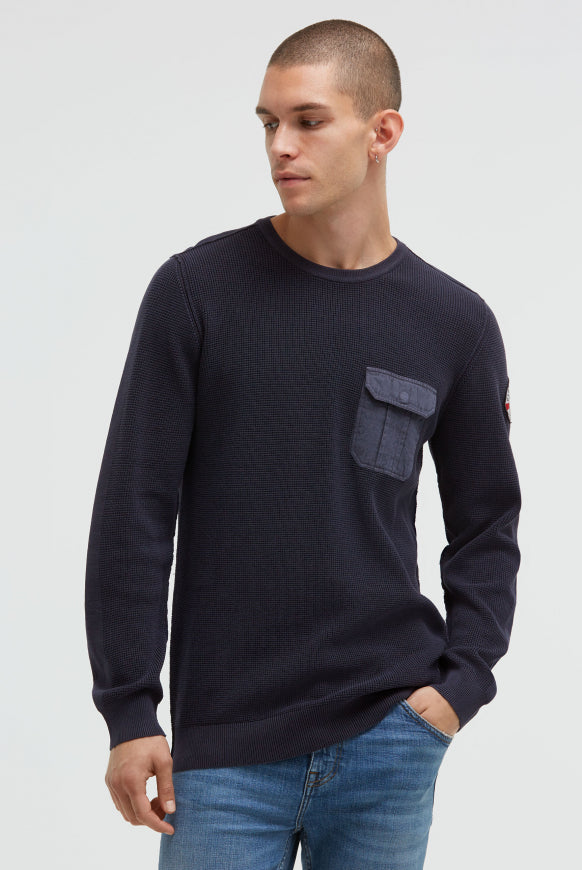 CAMP DAVID Pullover mit Strickmuster und Brusttasche