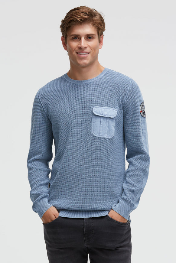 CAMP DAVID Pullover mit Strickmuster und Brusttasche