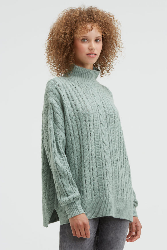 SOCCX Pullover mit Zopfmuster und Stehkragen