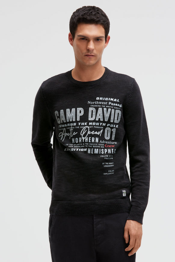 CAMP DAVID Pullover Rundhals mit Logo Prints