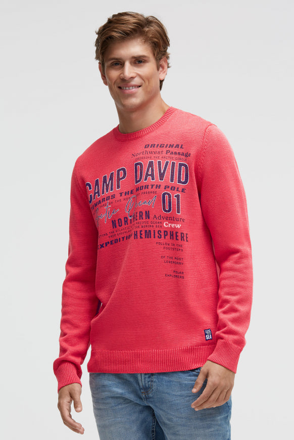CAMP DAVID Pullover Rundhals mit Logo Prints