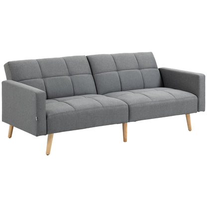 HOMCOM 2 in 1 Schlafsofa 205 x 88 cm Sofa mit Bettfunktion, Couch mit Sitzkissen, Leinenoptik, Verstellbarer Rückenlehne für Wohnzimmer, Schlafzimmer, Grau   Aosom