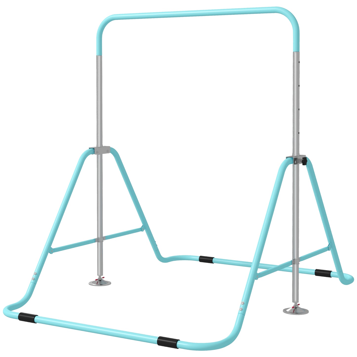 HOMCOM Kindergymnastikstange, klappbar, Höhenverstellbar von 88 bis 128 cm, mit Dreiecksbasis aus Stahl, Grün   Aosom