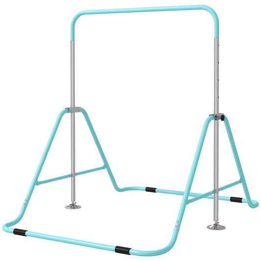 HOMCOM Kindergymnastikstange, klappbar, Höhenverstellbar von 88 bis 128 cm, mit Dreiecksbasis aus Stahl, Grün   Aosom