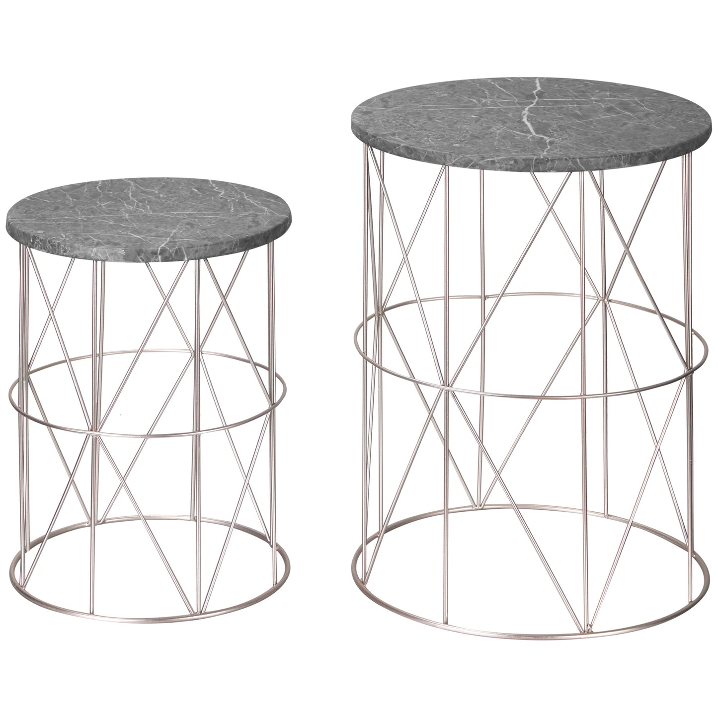 Outsunny 2er-Set Gartentisch Beistelltische Retro Couchtische mit Metallkorb Design für Garten Balkon Ø41 x 46 cm   Aosom.de