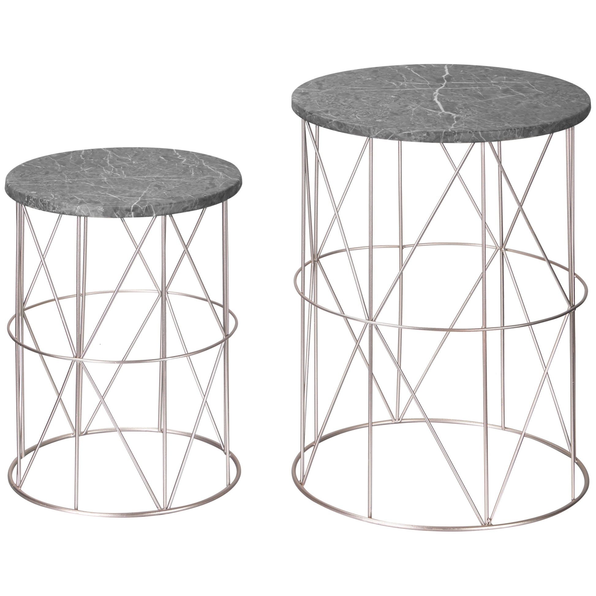 Outsunny 2er-Set Gartentisch Beistelltische Retro Couchtische mit Metallkorb Design für Garten Balkon Ø41 x 46 cm   Aosom.de