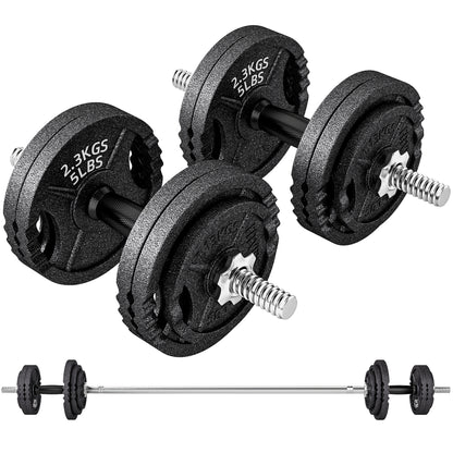 SPORTNOW Hantel-Set 2‑in‑1, 42 kg verstellbar – Kurzhanteln & Langhantel, gerändelte Griffe, Stahl, ideal fürs Homegym, Schwarz   Aosom