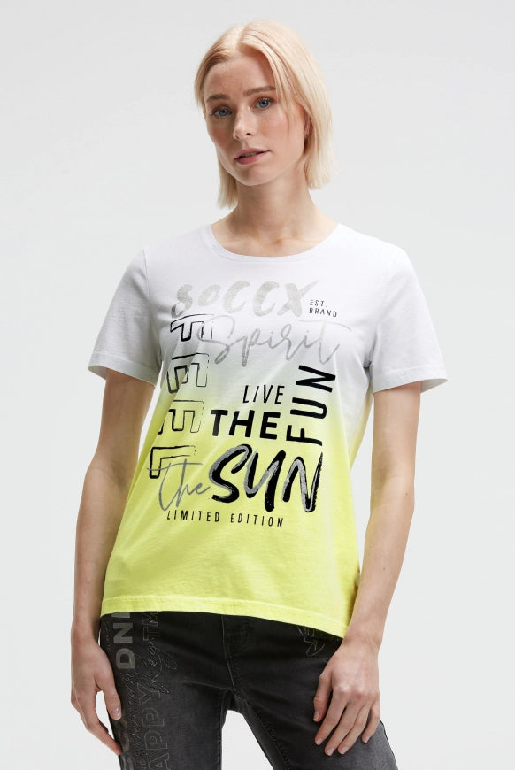 SOCCX Rundhalsshirt Dip Dye mit Glitter Print