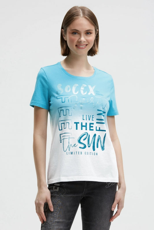 SOCCX Rundhalsshirt Dip Dye mit Glitter Print