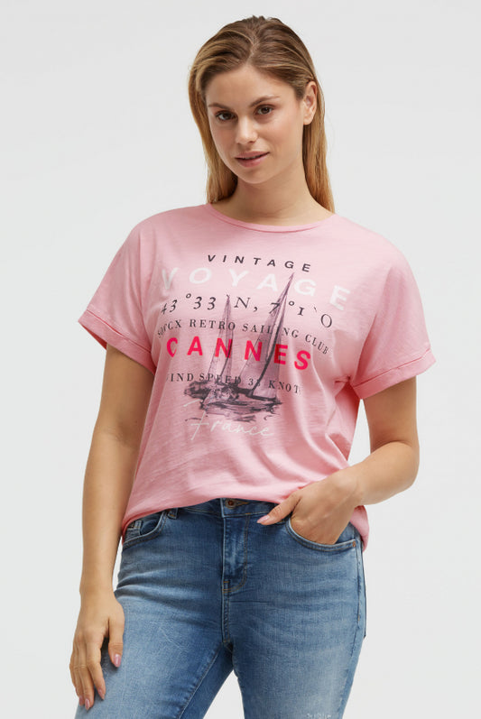 SOCCX Rundhalsshirt mit Label Print