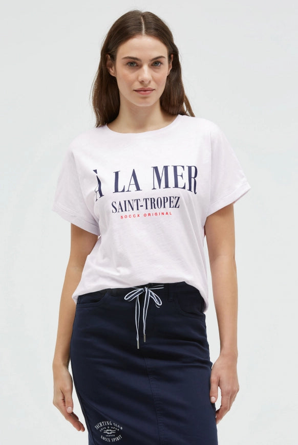 SOCCX Rundhalsshirt mit Label Print