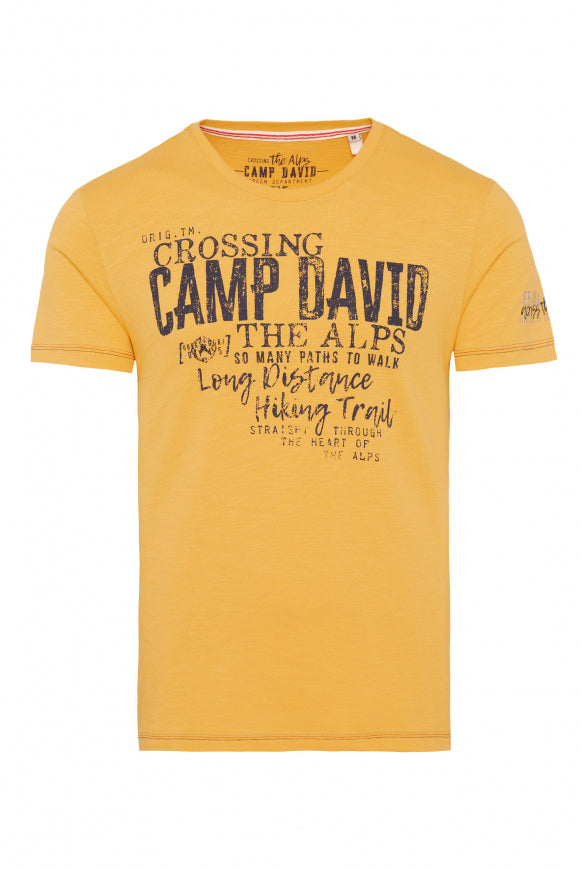 CAMP DAVID Rundhalsshirt mit Label Prints - yellow morning