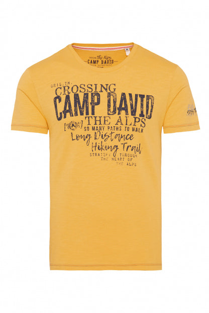CAMP DAVID Rundhalsshirt mit Label Prints - yellow morning