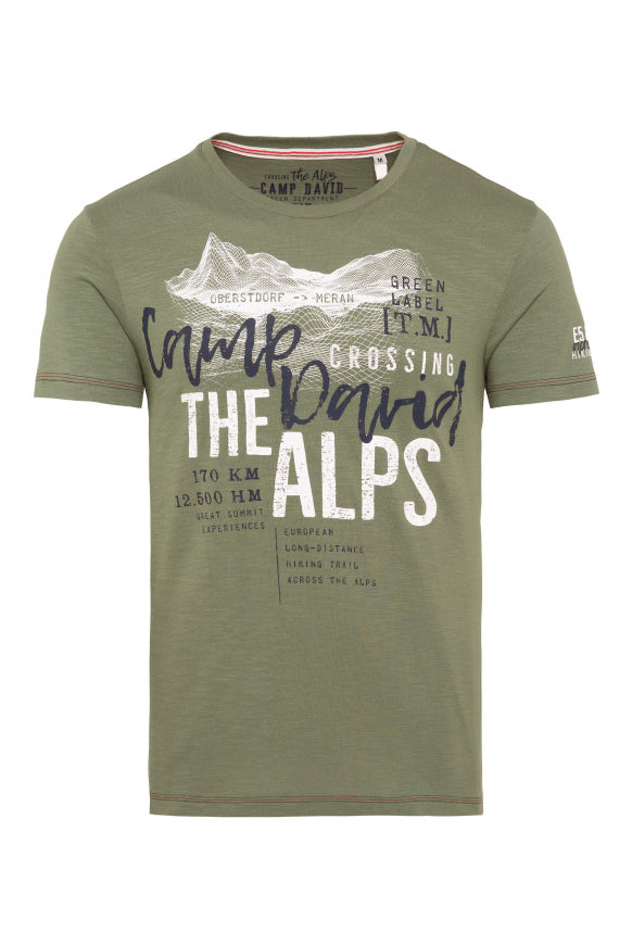 CAMP DAVID Rundhalsshirt mit Label Prints - sage green
