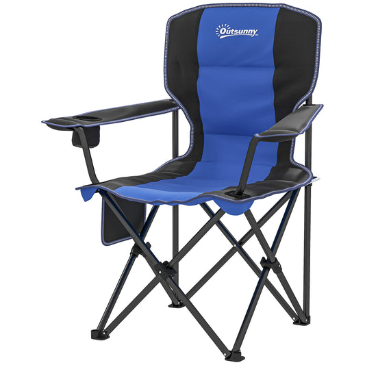 Outsunny Campingstuhl Faltbar mit Tasche und Getränkehalter, Gartenstuhl aus Oxford-Stoff und Metall, Traglast bis 120 kg, 94x62x110 cm, Blau   Aosom