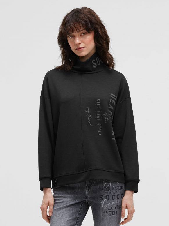 SOCCX Scuba-Sweatshirt mit Stehkragen und Logo Prints - black
