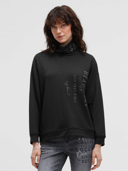 SOCCX Scuba-Sweatshirt mit Stehkragen und Logo Prints - black