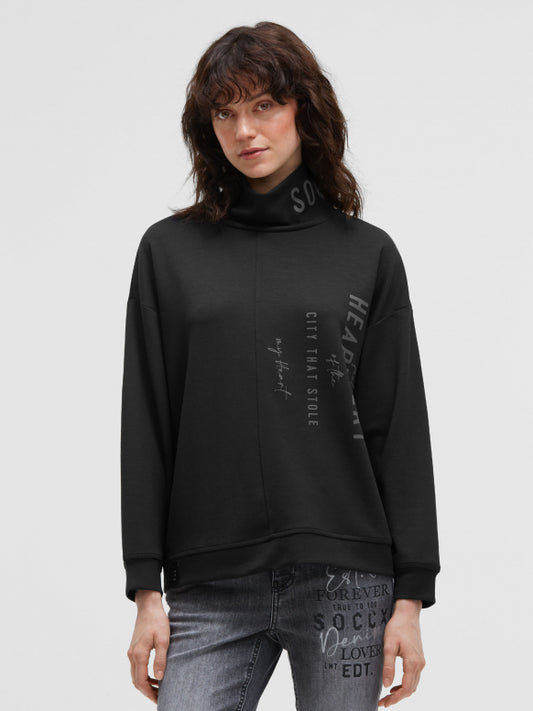 SOCCX Scuba-Sweatshirt mit Stehkragen und Logo Prints - black