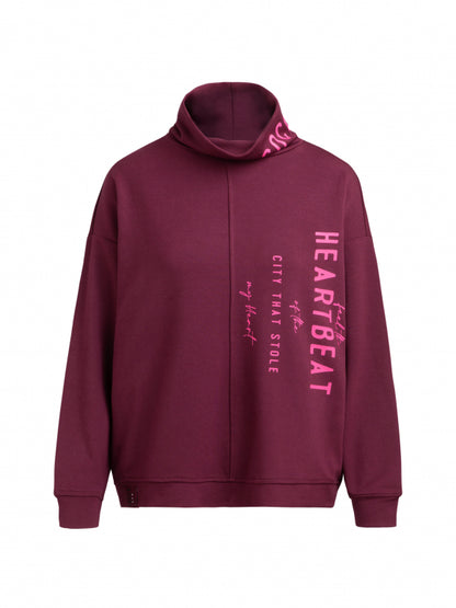 SOCCX Scuba-Sweatshirt mit Stehkragen und Logo Prints - dark cherry