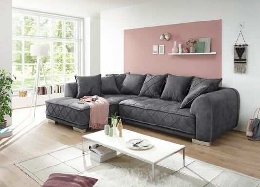ED Exciting Design Sofa Sentina: Luxuriöses Ecksofa in Vielfalt von Farben und Materialien – Beidseitig montierbar mit Nosagfederung