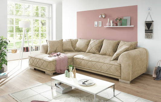 ED Exciting Design Sofa Sentina: Luxuriöses Ecksofa in Vielfalt von Farben und Materialien – Beidseitig montierbar mit Nosagfederung