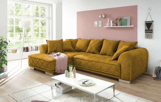 ED Exciting Design Sofa Sentina: Luxuriöses Ecksofa in Vielfalt von Farben und Materialien – Beidseitig montierbar mit Nosagfederung