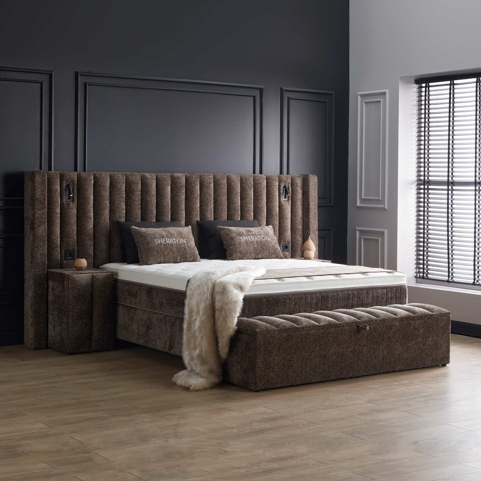 Boxspringbett Sheraton von ABC Bedding Farbe Brown Material Mikrofaser – Das Premium-Schlafmöbel für himmlischen Komfort und stilvolle Eleganz