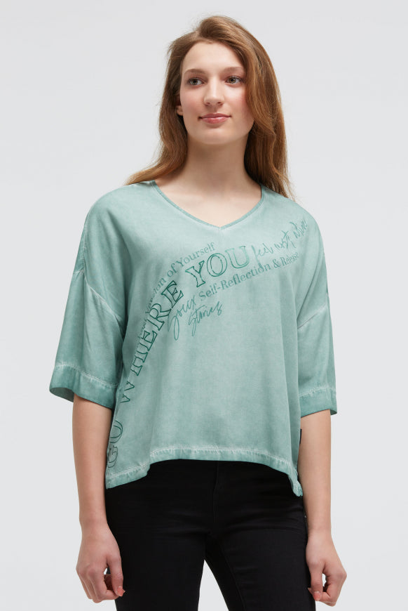 SOCCX Shirt im Materialmix mit Folienprint