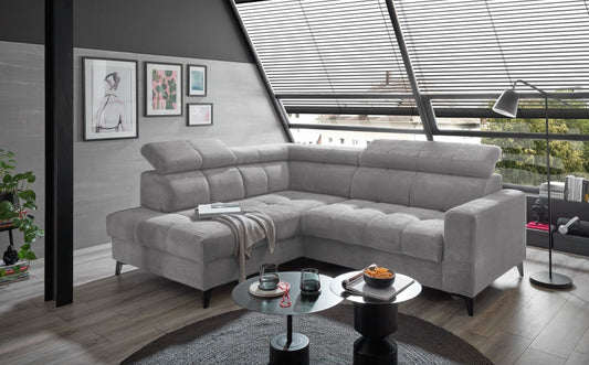 Ecksofa Bavaro elektronischer Sitztiefenverstellung und Breitcord-Bezug Ed Exciting Design
