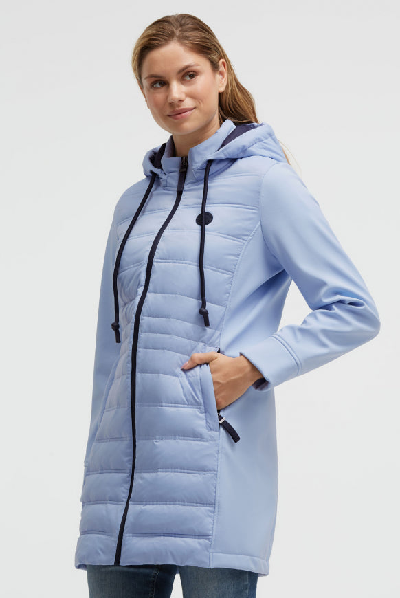 SOCCX Softshell-Parka mit Kapuze im tonigen Materialmix