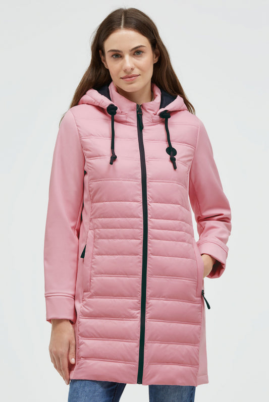 SOCCX Softshell-Parka mit Kapuze im tonigen Materialmix