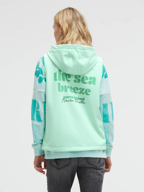 SOCCX Softshellweste mit Kapuze und Rückenprint - ocean mint