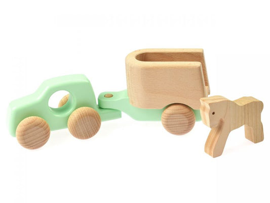 BAJO Auto mit Anhänger und Pferd, mintgrün