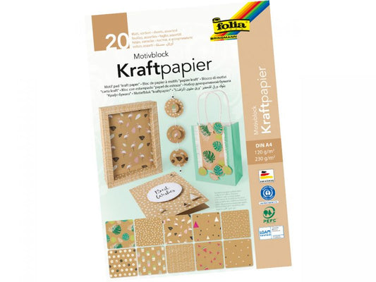 Folia Motivblock »Kraftpapier«, 120/230 g/m², 10 Bogen