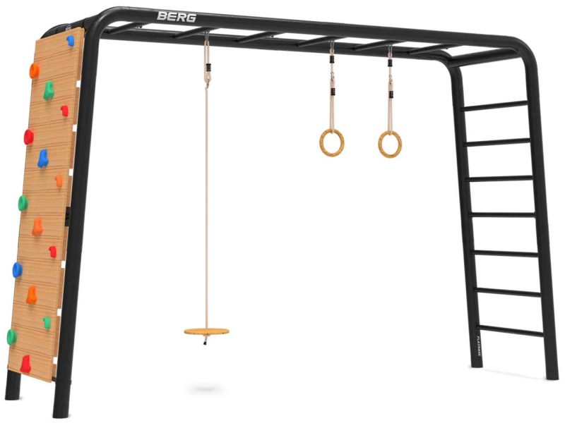 BERG PlayBase Large TL Black inkl. Tellerschaukel, Ringen und Kletterwand