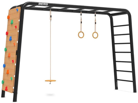 BERG PlayBase Large TL Black inkl. Tellerschaukel, Ringen und Kletterwand