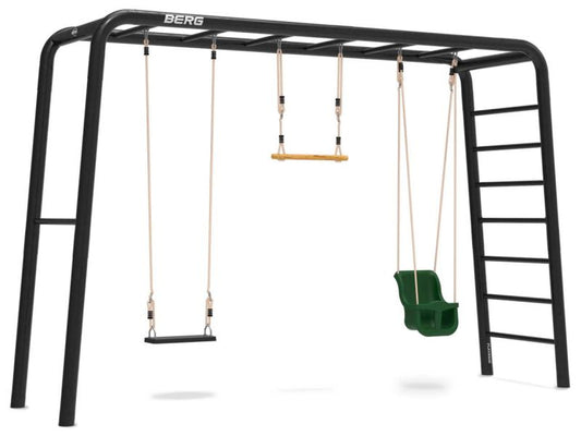 BERG PlayBase Large TL Black inkl. Holztrapez, Baby- und Gummischaukelsitz