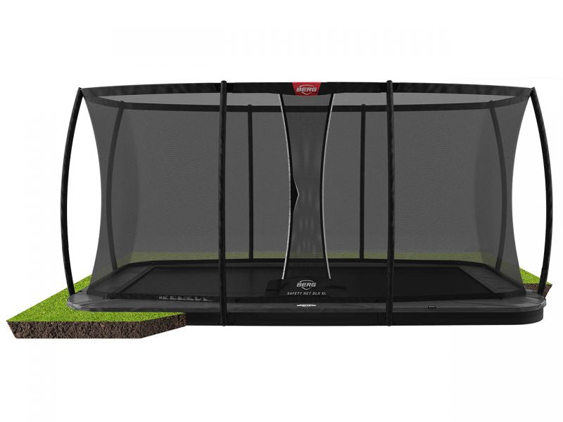 BERG Trampolin Ultim Elite FlatGround 500 Grey inkl. Sicherheitsnetz Deluxe XL