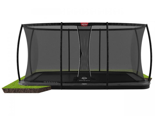 BERG Trampolin Ultim Elite FlatGround 500 Grey inkl. Sicherheitsnetz Deluxe XL