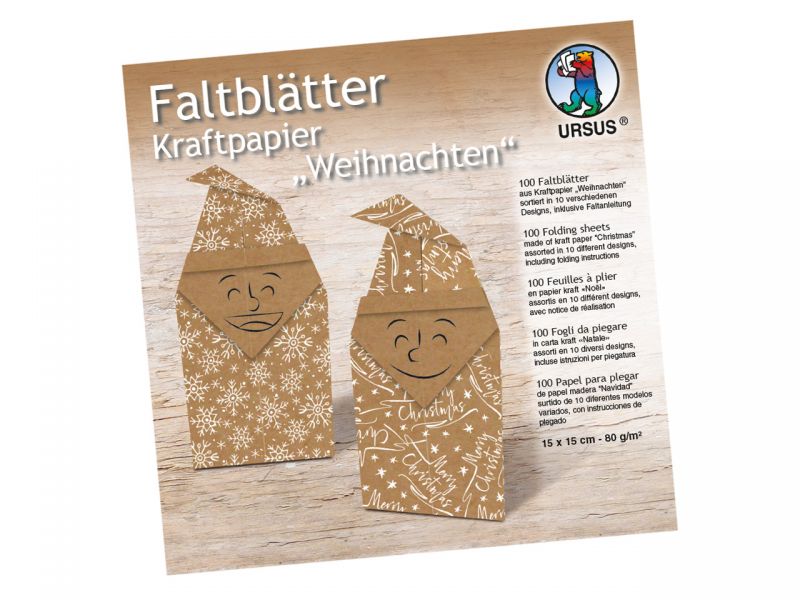 URSUS Faltblätter Kraftpapier Weihnachten, 100 Blatt
