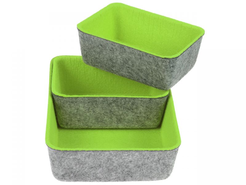Spielheld Filz-Sortiment-Behälter, hellgrün, 3er-Set