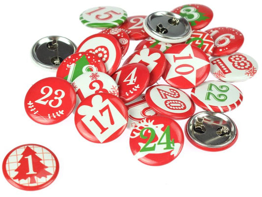 Folia Adventskalender-Buttons Classic, 24 Stück
