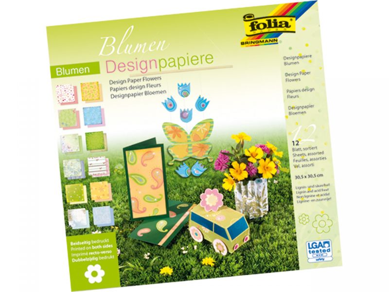 Folia Designpapiere »Blumen«, 190 g/m², 30,5 x 30,5 cm, 12 Blatt