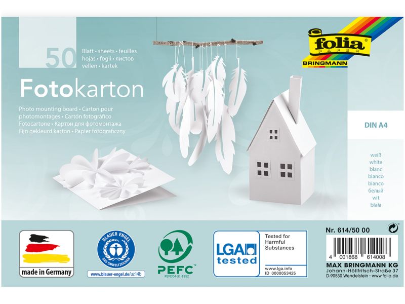 Folia Fotokarton, DIN A4, 50 Blatt, weiß, 300g/m²
