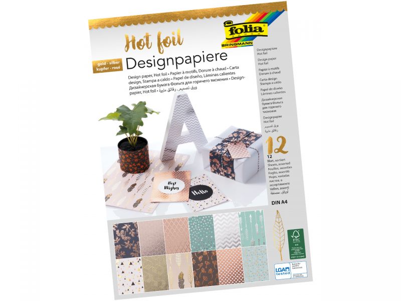 Folia Designpapier HOTFOIL, Gold/Silber, 165g/m², DIN A4