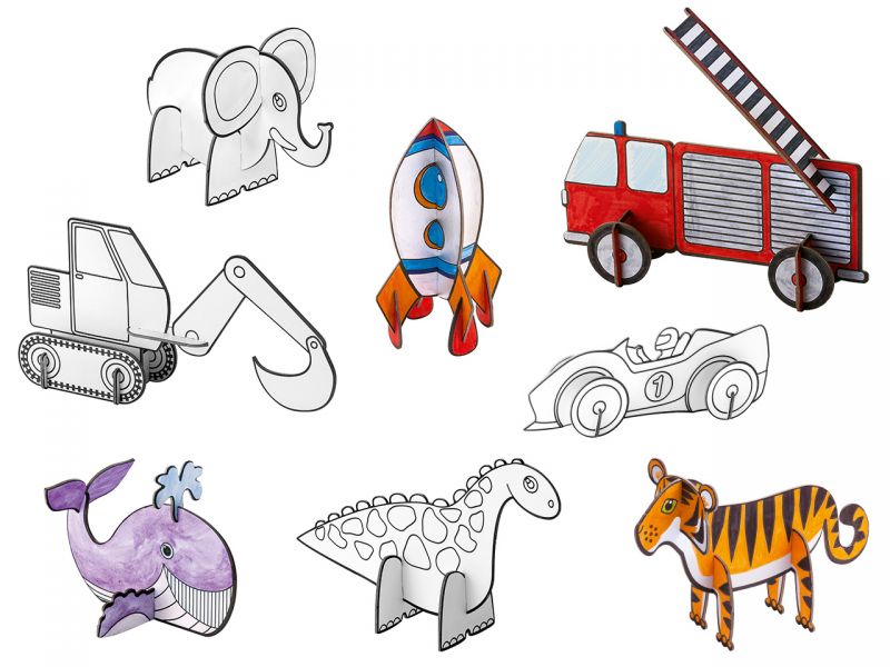 Folia Steck-Figuren aus Pappe, 16 vorgestanzte Motive, sortiert