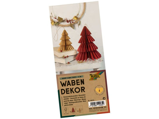 Folia Wabendekor »Berry X-Mas Trees«, rot und beige