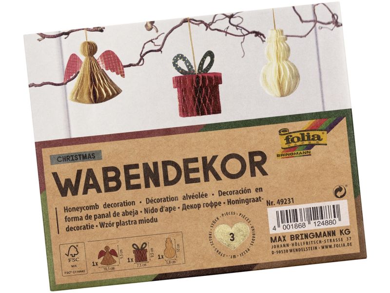Folia Wabendekor »Christmas«, 3 Stück