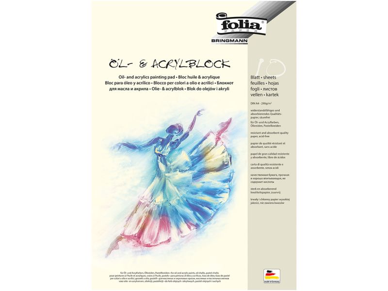Folia Öl- und Acrylmalblock, DIN A4, 10 Blatt, weiß, 290g/m²
