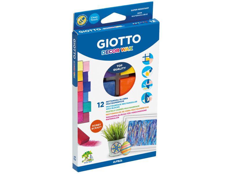 GIOTTO Decor Wachsmalblöcke, 12 Farben